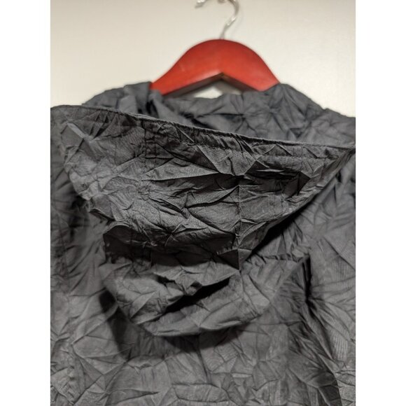 Chicos Womens Zenergy Hooded Jacket Black Full Zip Pockets Crinkle Fabric 3 (XL) - Picture 11 of 16